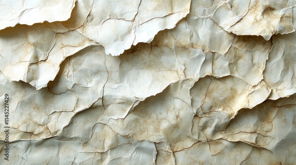 Poster a close-up view of crumpled, aged paper with subtle textures and creases.