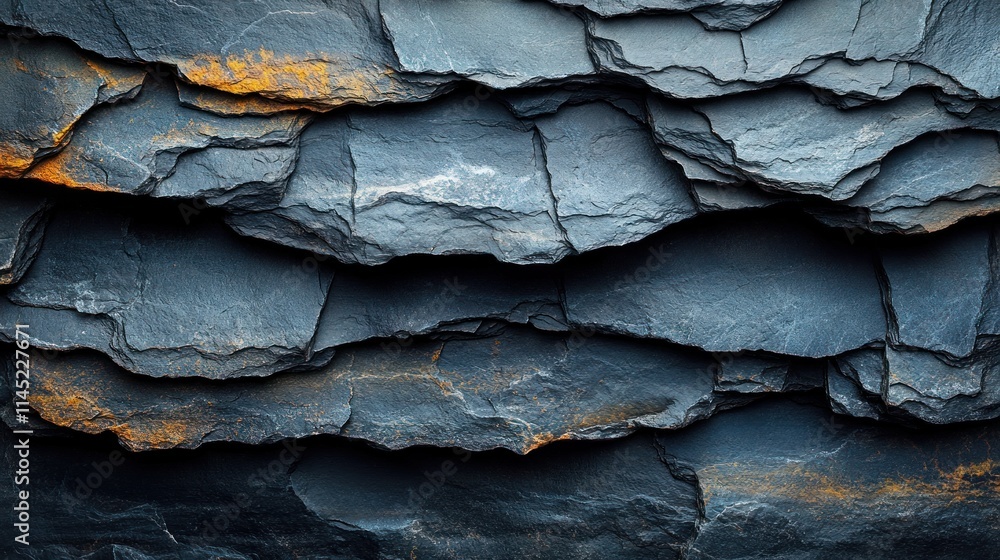 Poster A close-up view of layered slate rock formations with subtle color variations.