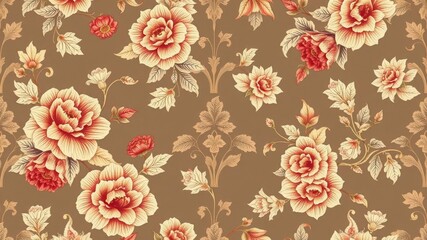 Luxurious seamless damask wallpaper with intricate floral pattern, perfect for elegant home decor or vintage-inspired designs, Damask, background