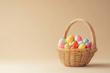 A delightful Easter basket vector illustration filled with colorful eggs, flowers, and treats, embodying the festive holiday spirit.

