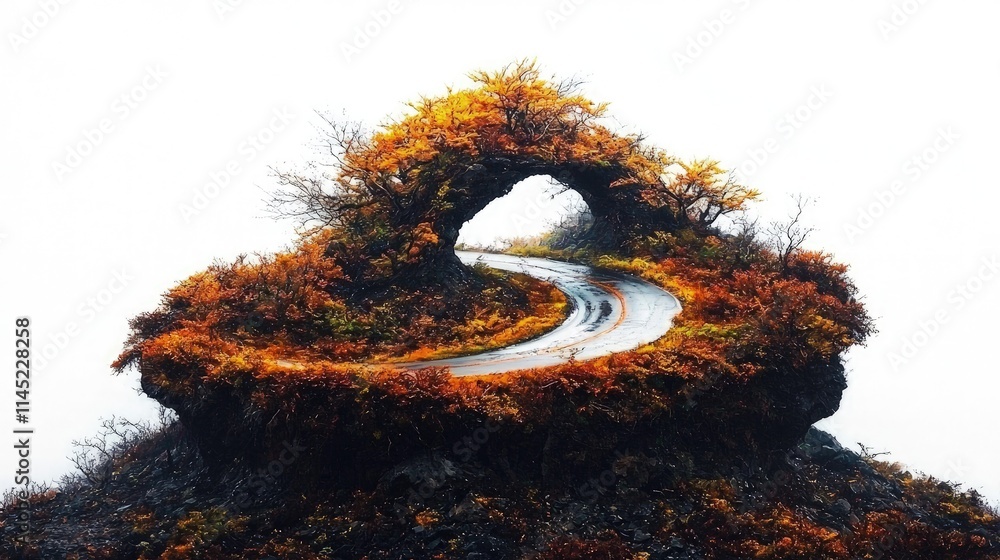 Canvas Prints Winding road through autumnal arch.