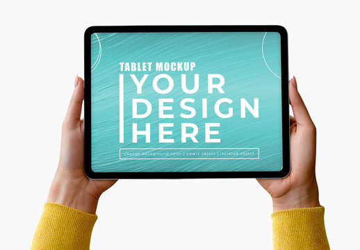 Tablet Mockup in Women Hands
