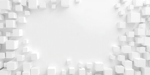 Obraz premium White cube boxes arranged randomly on a shifted background create a modern and minimalist block wallpaper with copy space, geometric, abstract