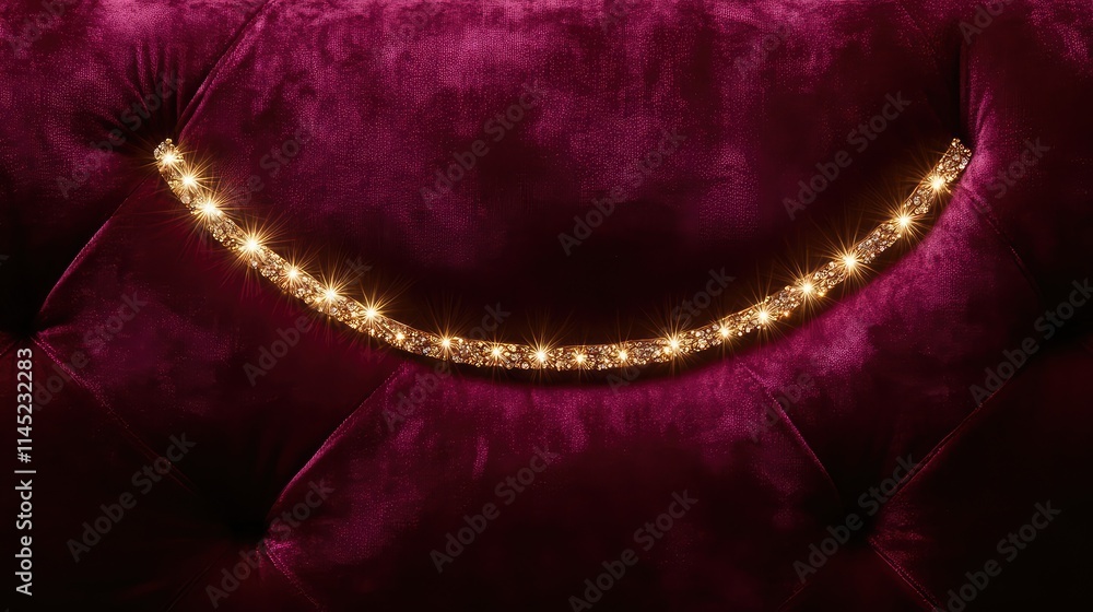 Poster luxurious velvet texture with sparkling string of lights detail