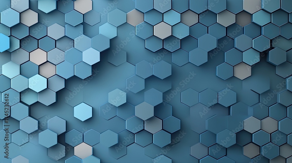 Poster Abstract Blue Hexagonal Pattern Background for Modern Design