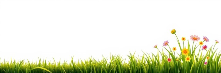 Bright green grass border pattern, realistic, isolated, Vector