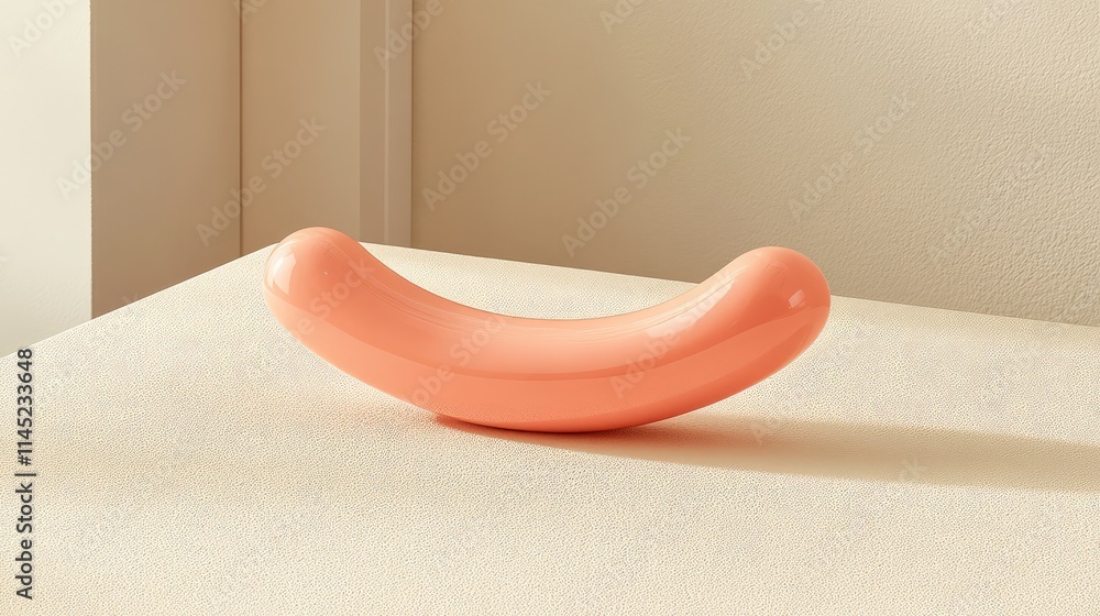 Poster Smooth Coral Object on Soft Surface in Minimalistic Room Setup