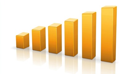 Golden Bar Graph Displaying Growth in Business Metrics and Trends