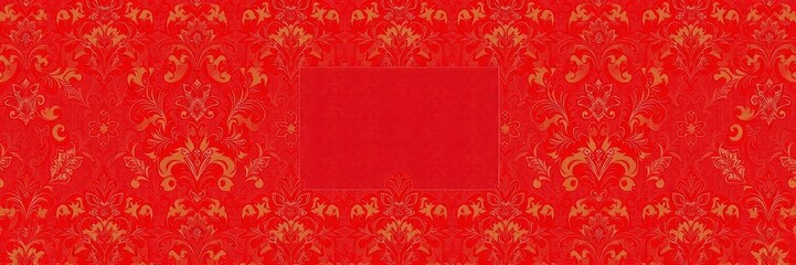 Red damask pattern background with intricate floral motifs and elegant elaborate details, red, elegant