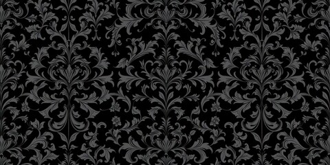 Seamless gothic Damask Wallpaper design in black and white, gothic, seamless pattern, ornate