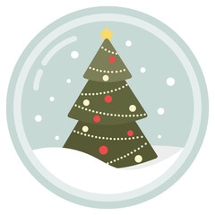 Flat icon of christmas snow globe isolated on white background.