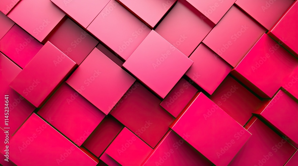 Poster vibrant red abstract simple geometric shapes overlapping background