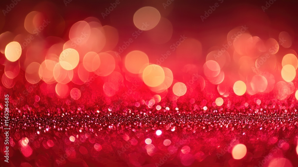 Poster vibrant red glitter background with bokeh effect for creative use