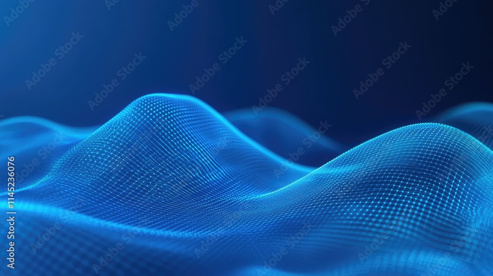 Poster abstract blue waves in motion with smooth flowing patterns