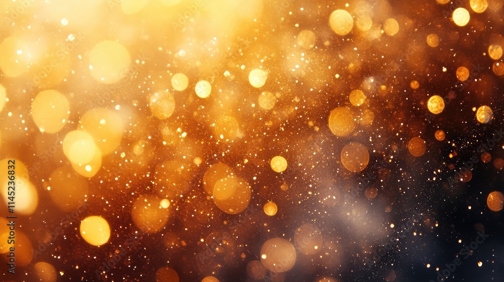 Poster sparkling golden bokeh lights creating a festive atmosphere