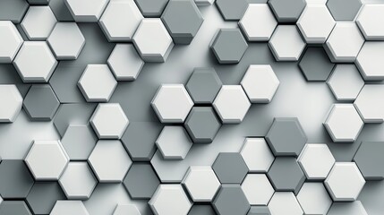 Fototapeta premium Abstract geometric pattern of hexagons in shades of gray and white