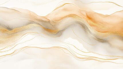 Elegant Abstract Waves of Warm Gold and Cream Tones on Canvas