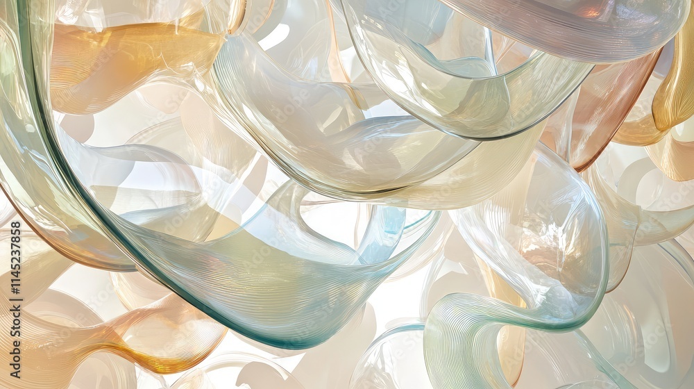 Poster ethereal abstract forms with smooth curves and soft color palette