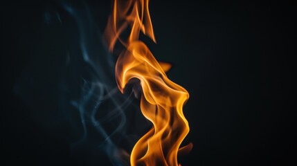 Isolated Flame with Subtle Smoke on a Dark Background