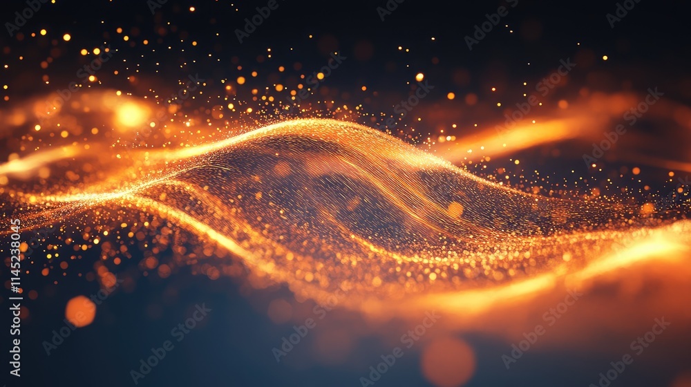 Poster sparkling waves of light and color in abstract background