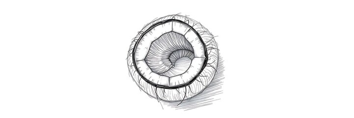 Obraz premium Hand drawn style sketch of a coconut with rough texture on a white background