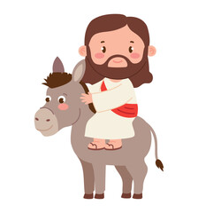 cute jesus riding donkey