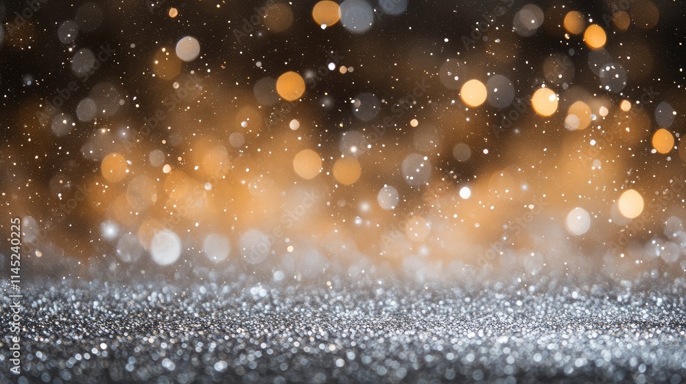 Poster shimmering glitter with soft bokeh light in a festive background