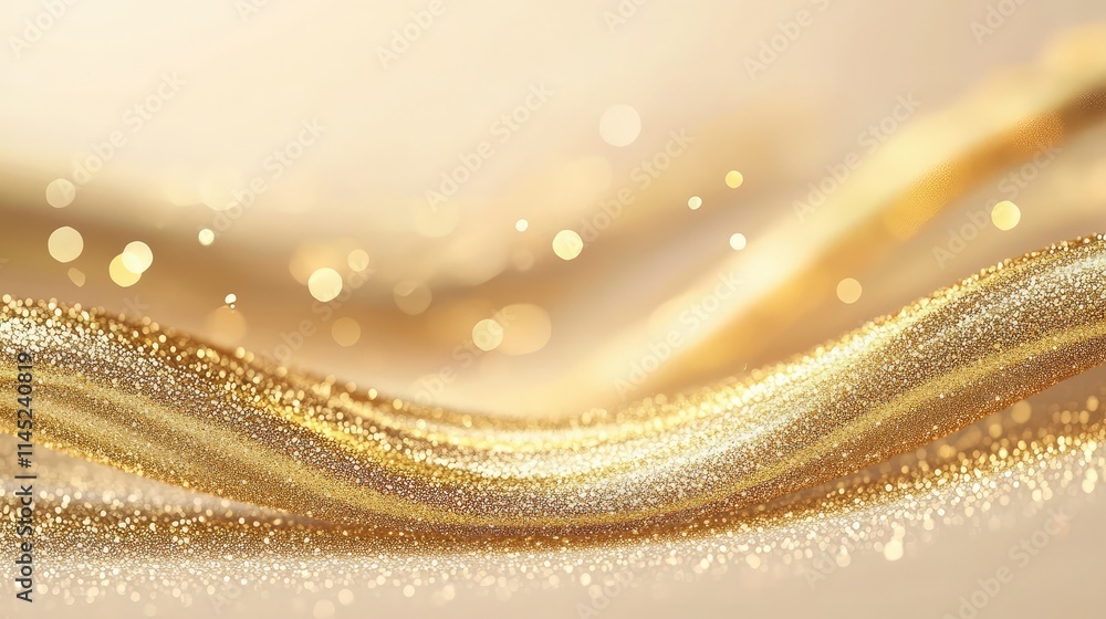 Poster elegant gold waves with soft bokeh background for design projects