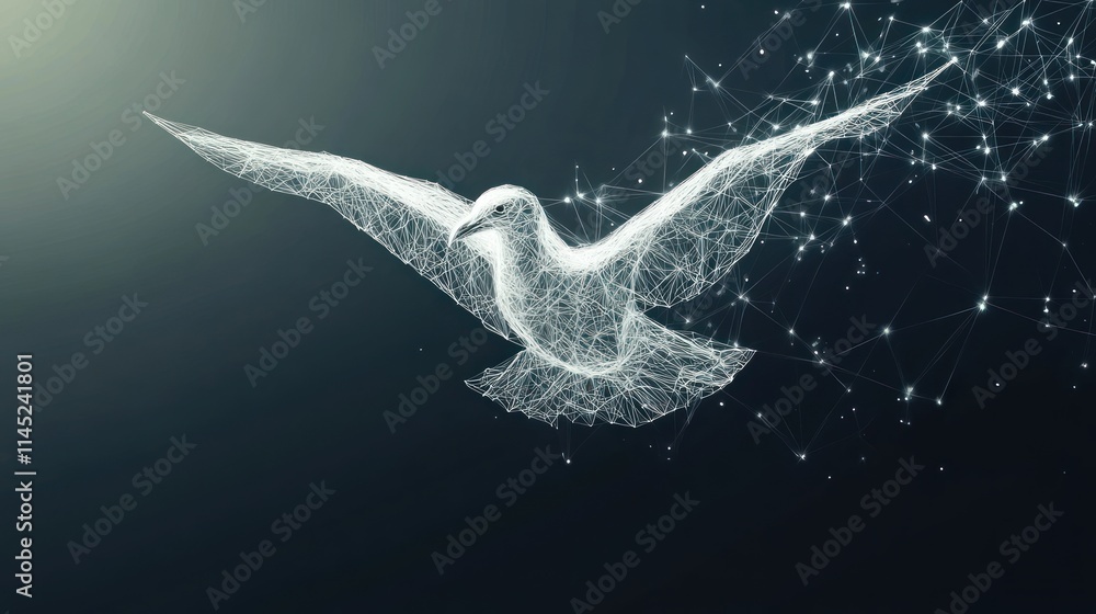 Aufkleber a digital representation of a bird in flight, symbolizing freedom and technology.