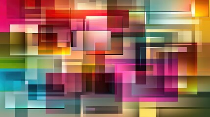 Colorful Abstract Geometric Shapes in Dynamic Layered Composition
