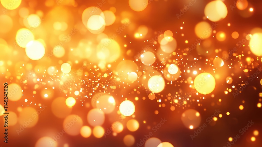 Poster abstract orange bokeh background with soft glittering lights