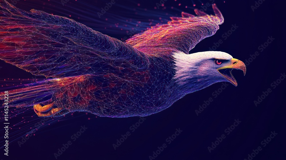Aufkleber A digitally rendered eagle in flight, showcasing vibrant colors and a dynamic design.