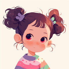 High Half-Ponytail – Trendy and Elegant Half-Ponytail with High Lift, Digital Hair Art and Vector Illustration

