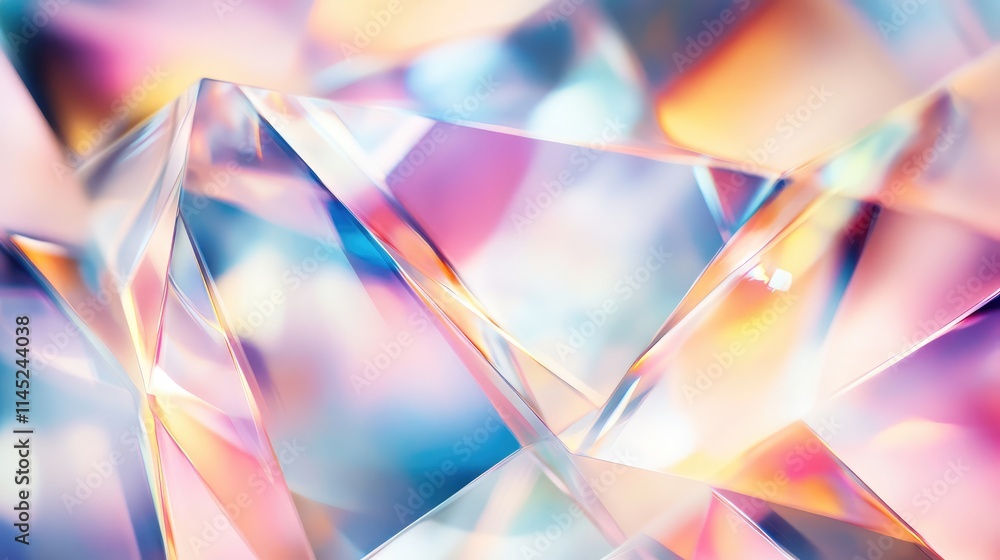 Poster abstract multicolored crystal background with light refractions