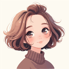 She_has_Half_Up_with_Twist_hairstyle_Flat_2D_cute