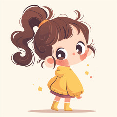 Curled High Ponytail – Bold and Fashionable High Ponytail with Soft Curls, Elegant Women’s Haircut, Vector Art Illustration

