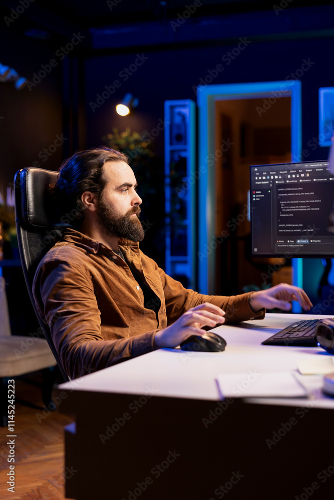 Poster system administrator securing company servers from ddos attacks to avoid unwanted failures. it profe