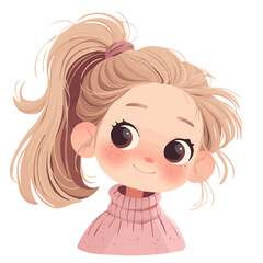 Curled High Ponytail – Bold and Fashionable High Ponytail with Soft Curls, Elegant Women’s Haircut, Vector Art Illustration

