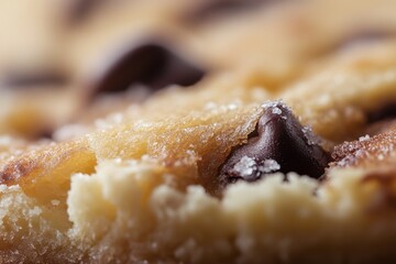 Closeup of a chocolate chip cookie showing texture and detail