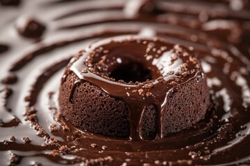 Chocolate Cake Donut Drizzled With Rich Ganache