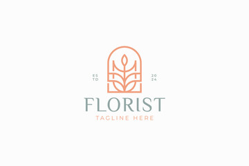 Abstract Flower and Fence Logo for Florist and Beauty Creative Branding