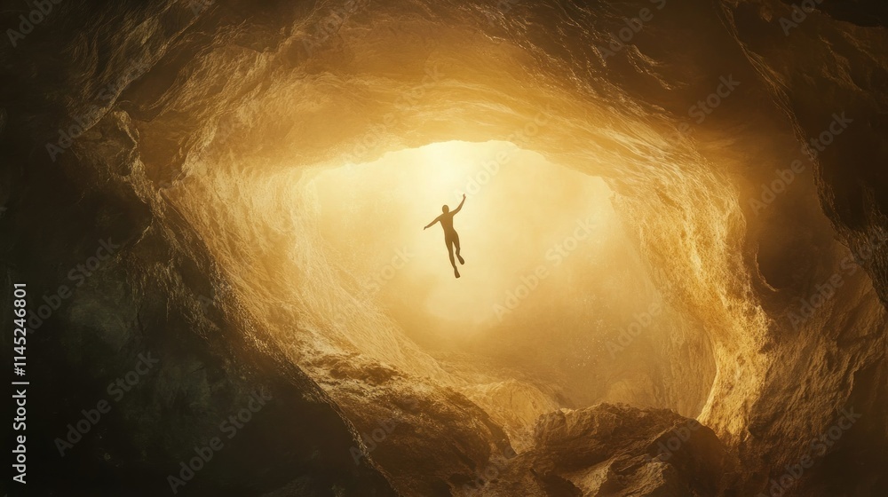 Poster A figure appears to float in a cavern illuminated by a warm, ethereal glow.