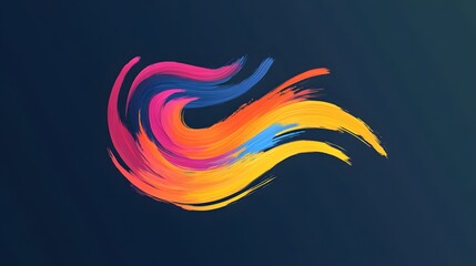 A minimalist logo with bold vibrant brushstrokes forming a flowing wave pattern representing the fluidity of creativity. Elegant style.