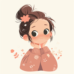 High Top Knot – Trendy and Sophisticated Bun Hairstyle, Digital Hair Art and Vector Illustration

