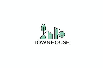 Town House Logo Simple Green Property and Real Estate Branding Concept