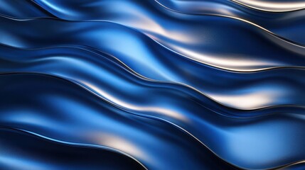 Fototapeta premium Abstract Blue Waves Smooth Shiny Surface