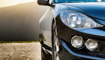 CloseUp View of a Car Bumper with Headlights A Detailed Perspective on Automotive Design and Engineering Featuring Sleek Lines and Modern Lighting Technology