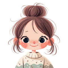 High Top Knot – Trendy and Sophisticated Bun Hairstyle, Digital Hair Art and Vector Illustration

