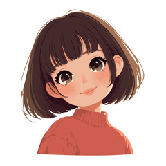 Choppy Short Cut – Bold and Trendy Short Hairstyle with Choppy Layers, Fashionable Women’s Haircut, Vector Art Illustration

