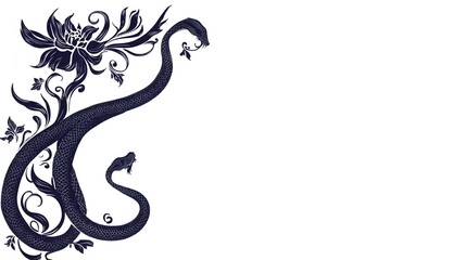 A floral-inspired scribble snake frame with flowing snake-like shapes mimicking petals. No background. Designed as a creative vector asset